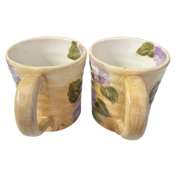 Hand-Painted Ceramic Mugs Hydrangeas 16 Oz Purple Floral Cottage Farmhouse - Picture 10 of 16